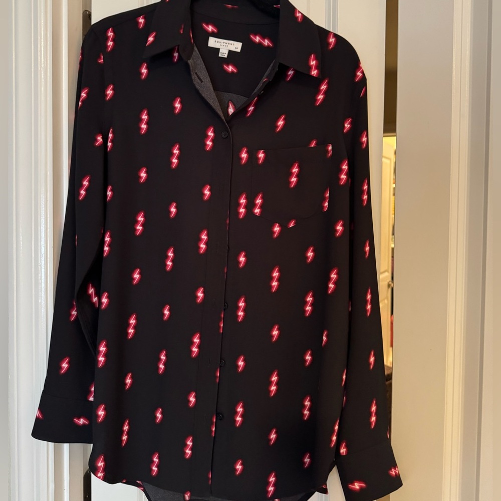 Equipment Black Shirt with Red Lightning Design UNIQUE
